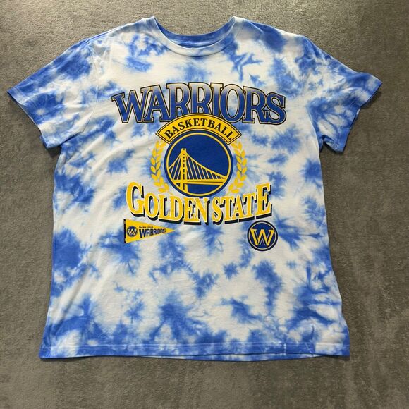 Golden State Warriors T-Shirt Men's 2XL Blue Tie Dye Graphic Logo Basketball NBA - Picture 1 of 8